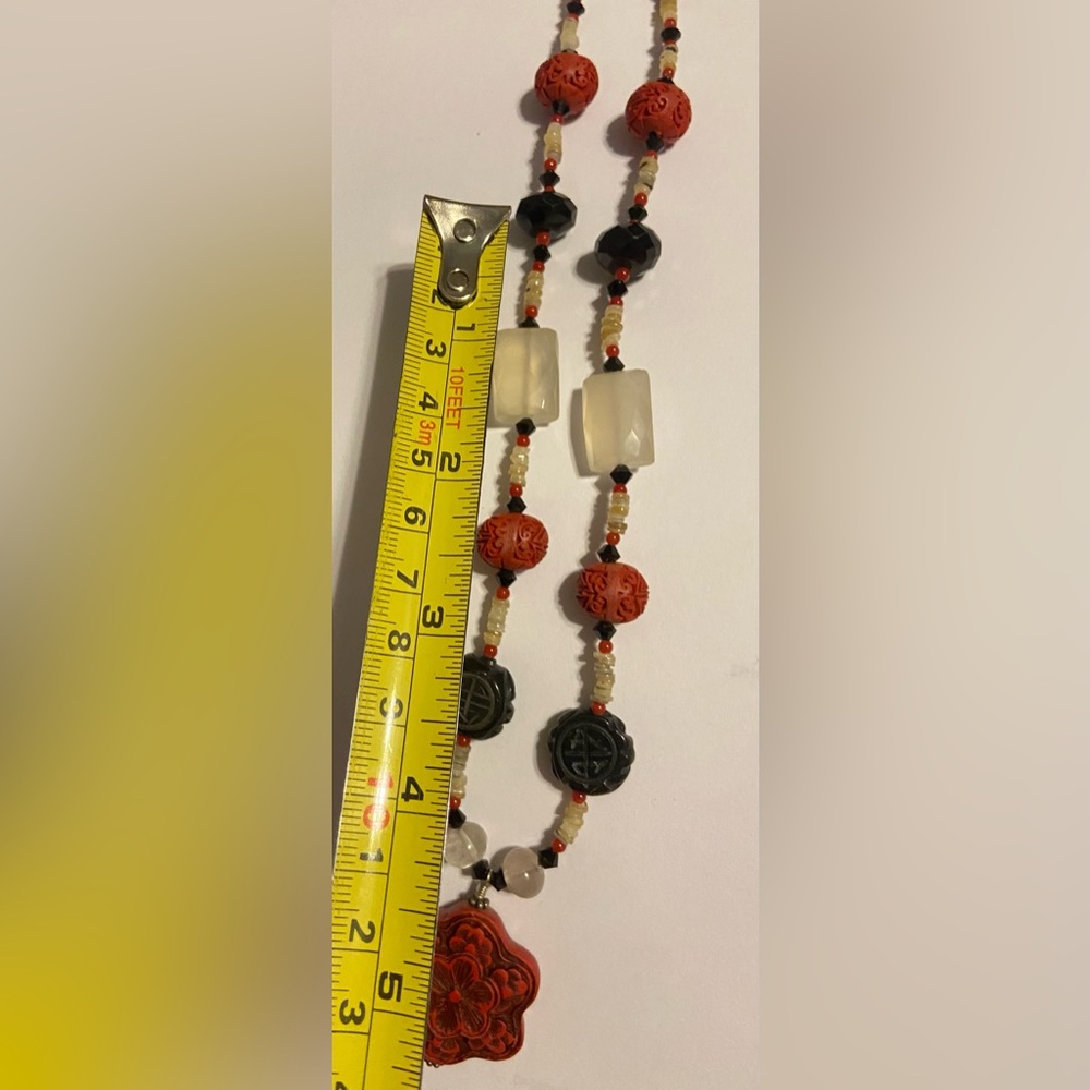 Artisan Cinnabar & More Bead Necklace #7712 ❤️🔥 - Picture 5 of 11